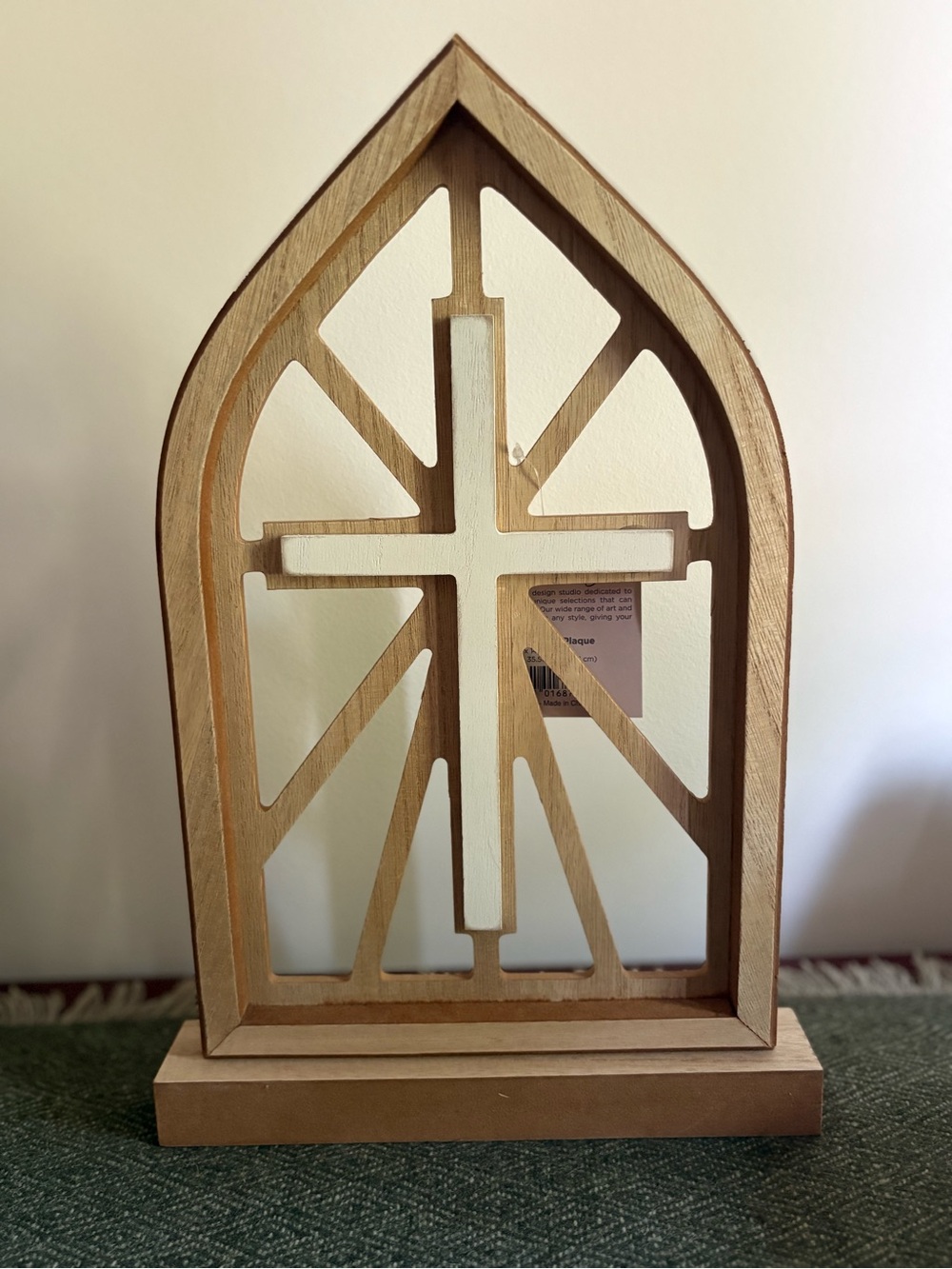 Willow Spring Wood Cathedral Window Arch Cross Tabletop Mantel Decor Natural